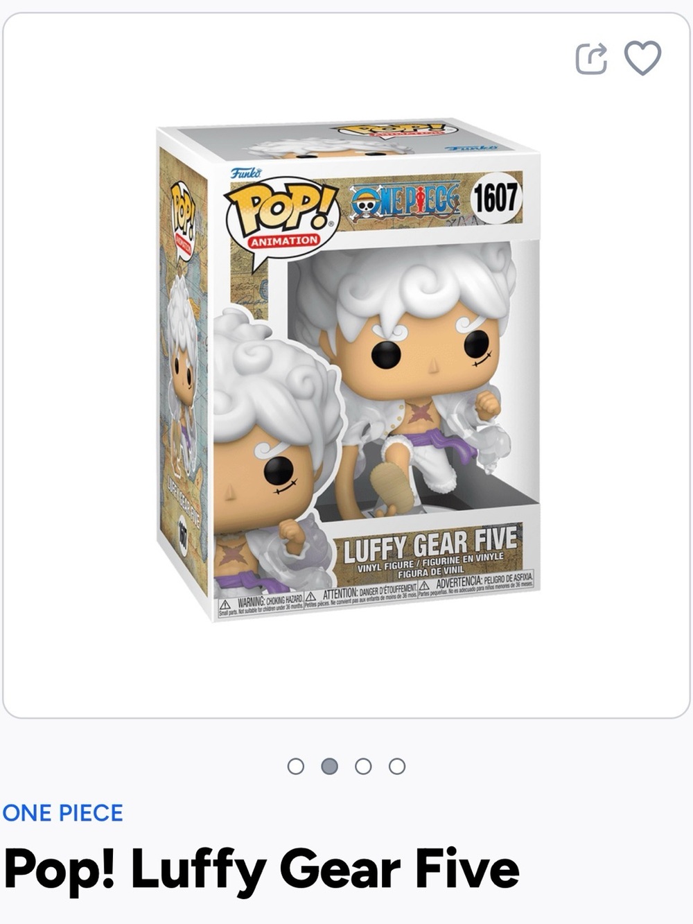 Funko Pop! One Piece Luffy Gear Five Vinyl Figure - White & Purple- 1607